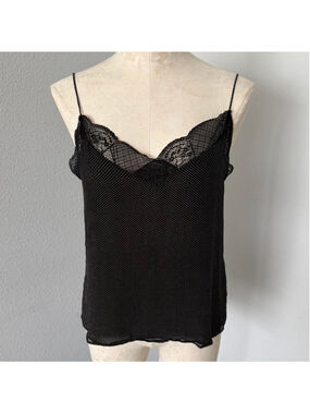 Essentiel Antwerp black polka dot lace cami top - Size 34